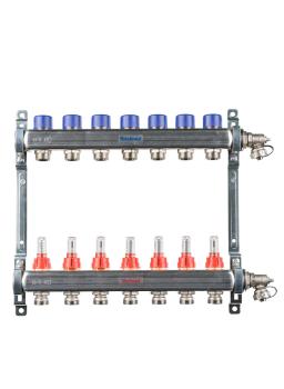 Edelstahl Heizkreisverteiler für FBH - 7 Heizkreise (Länge: 446 mm)